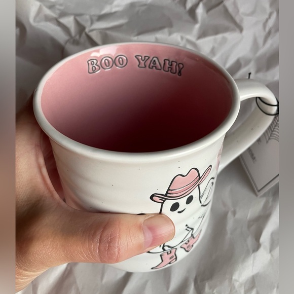 NWT Cobwebs & Cauldrons Pink Ghost Cowgirl Coffee Mug - Picture 2 of 5
